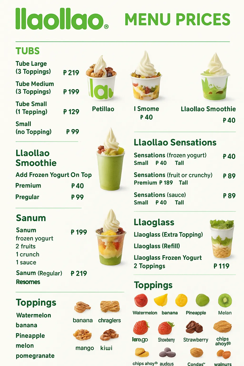Llaollao Menu Prices