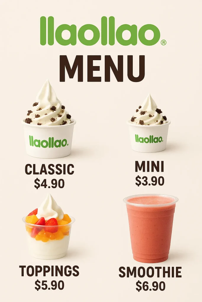 Llaollao Menu with Prices