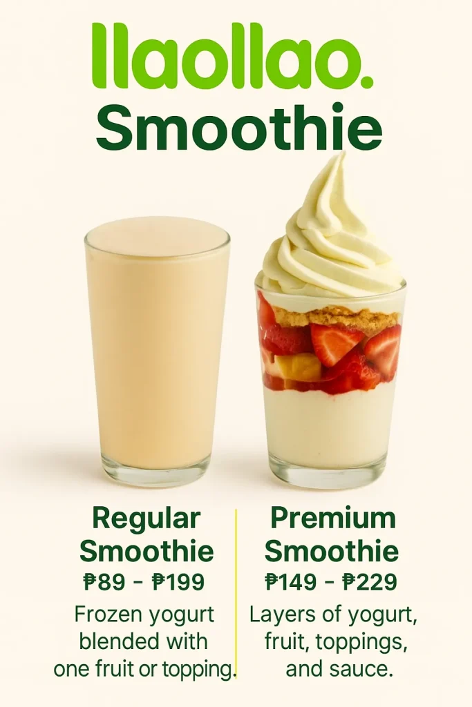 Llaollao Smoothie Menu Prices