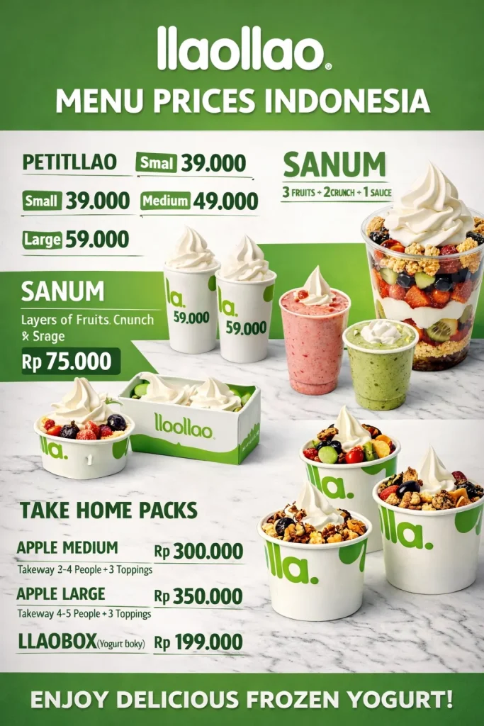 Llaollao Menu Indonesia Prices