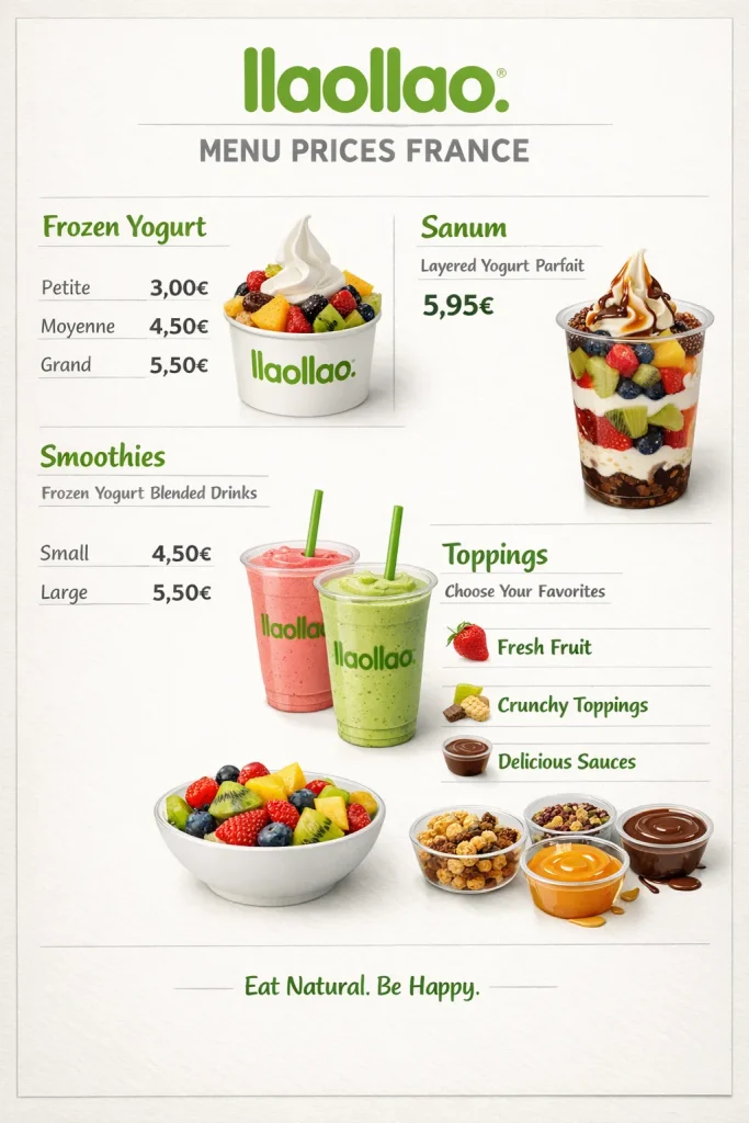 Llaollao Menu Prices France