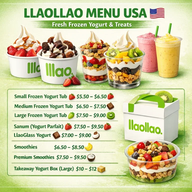 Llao Llao Menu Prices in the USA